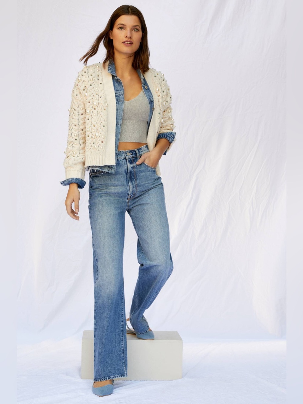 Anthropologie Embellished Cable-Knit Cardigan Sweater - Picture 8 of 13